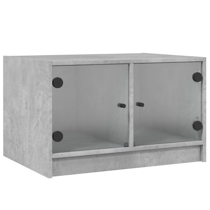 Table basse avec portes en verre gris béton 68x50x42 cm - Photo n°1