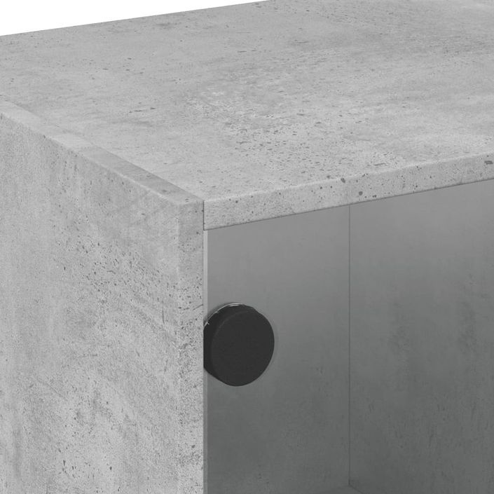 Table basse avec portes en verre gris béton 68x50x42 cm - Photo n°9