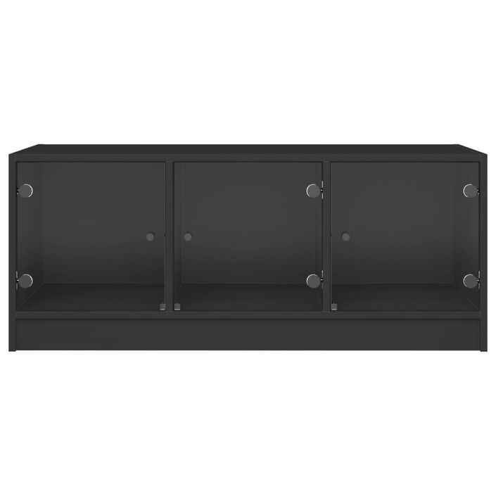 Table basse avec portes en verre noir 102x50x42 cm - Photo n°6
