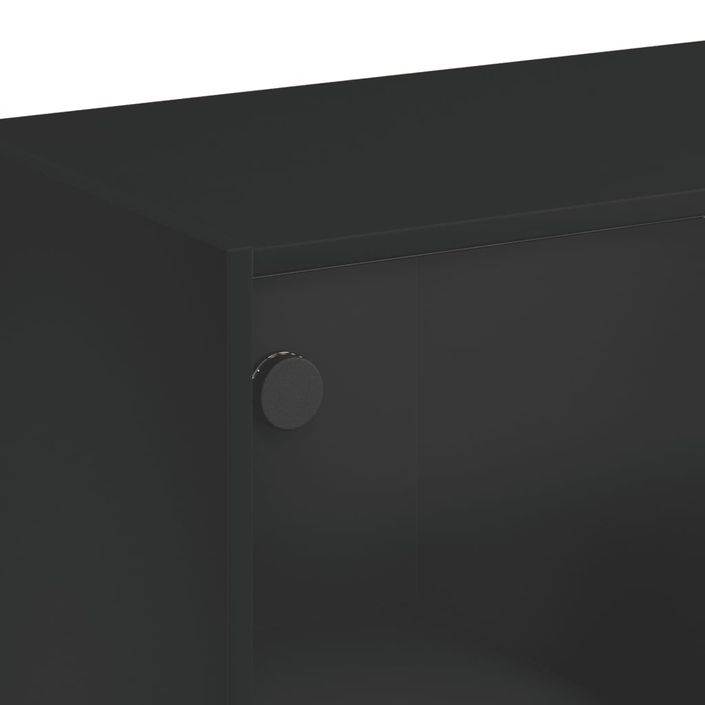 Table basse avec portes en verre noir 102x50x42 cm - Photo n°10