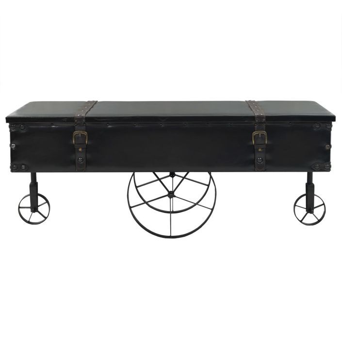 Table basse avec roulettes noir 110x52x43 cm bois d'ingénierie - Photo n°2