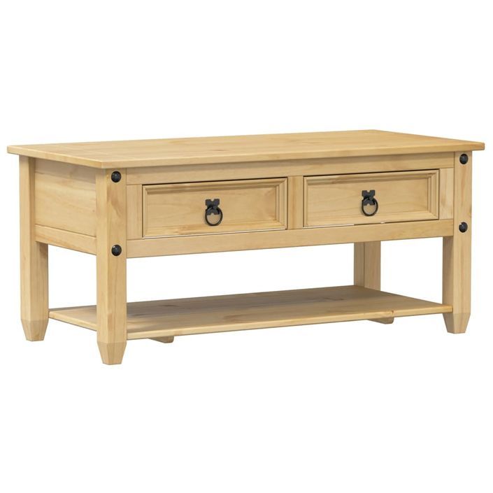 Table basse avec tiroirs Corona 100x48x45 cm bois de pin massif - Photo n°2