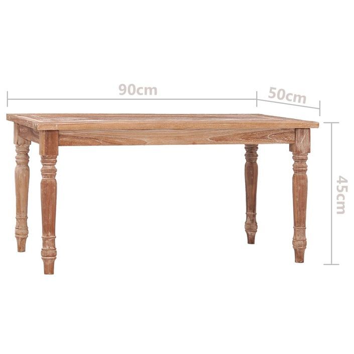 Table basse Batavia 90x50x45 cm Blanchie Bois de teck solide - Photo n°7