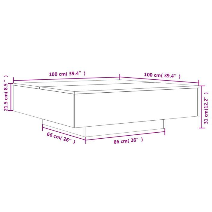 Table basse blanc 100x100x31 cm bois d'ingénierie - Photo n°10