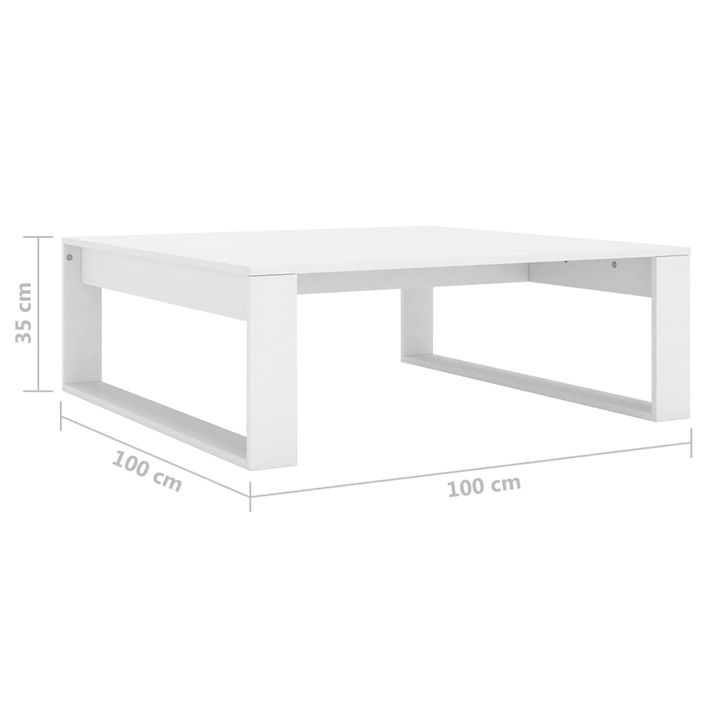 Table basse Blanc 100x100x35 cm - Photo n°7