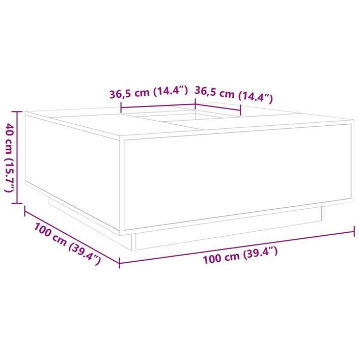 Table basse blanc 100x100x40 cm bois d'ingénierie - Photo n°9