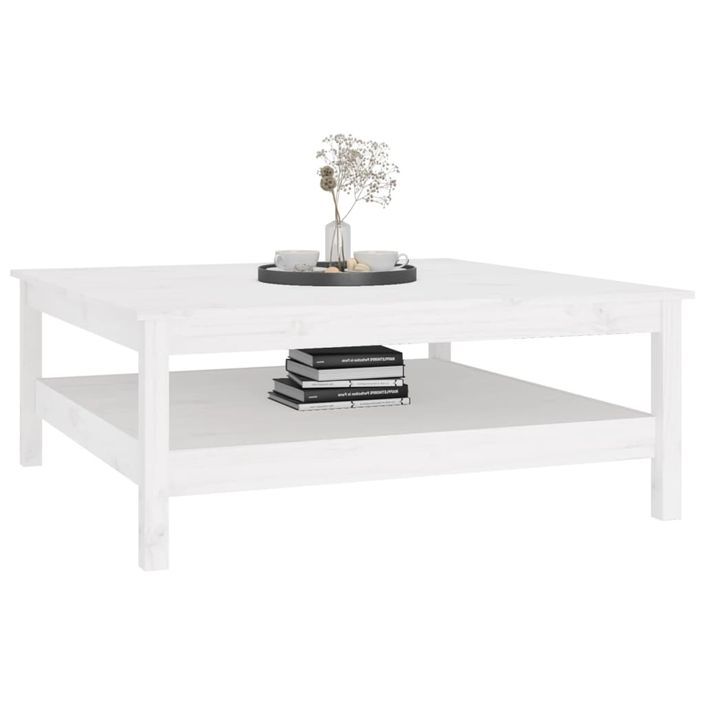 Table basse Blanc 100x100x40 cm Bois massif de pin - Photo n°5