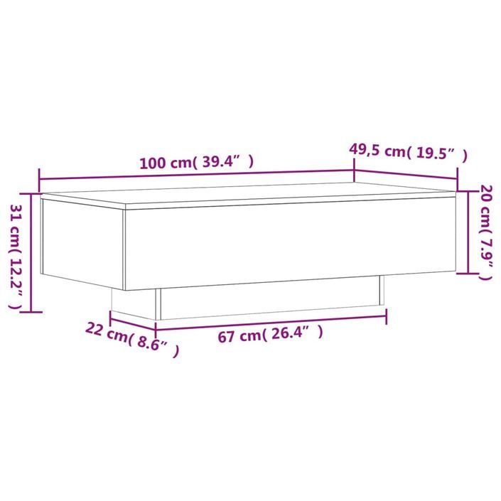 Table basse blanc 100x49,5x31 cm bois d'ingénierie - Photo n°9