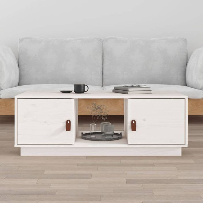 Table basse Blanc 100x50x35 cm Bois massif de pin - Photo n°1