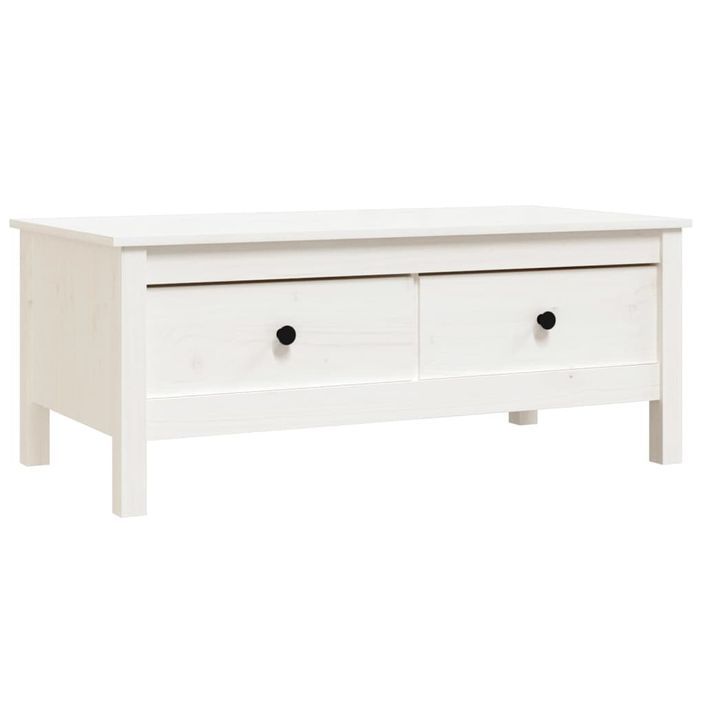 Table basse Blanc 100x50x40 cm Bois massif de pin - Photo n°2