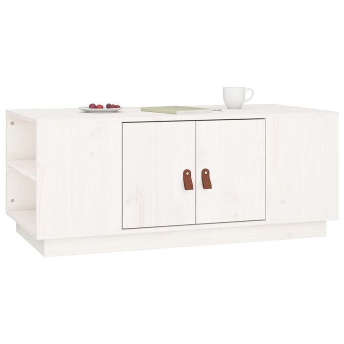 Table basse Blanc 100x50x41 cm Bois massif de pin - Photo n°5