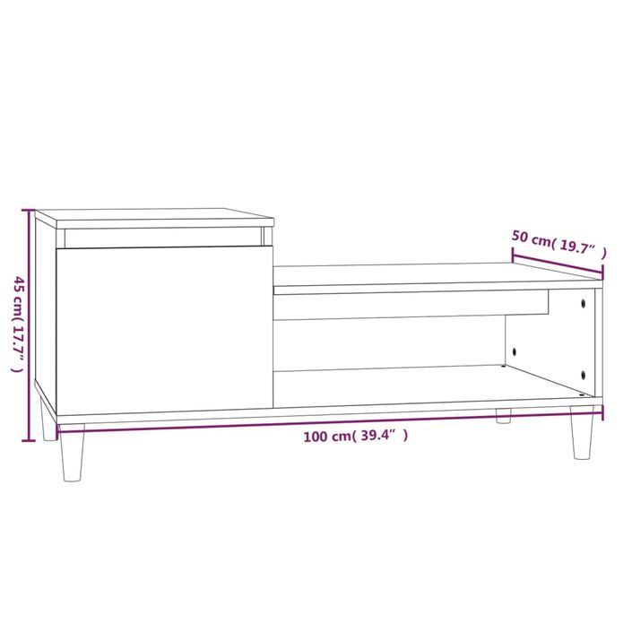 Table basse Blanc 100x50x45 cm Bois d'ingénierie - Photo n°10