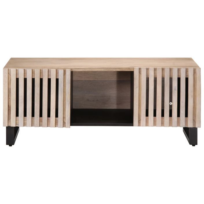 Table basse blanc 100x55x40 cm bois de manguier massif - Photo n°2