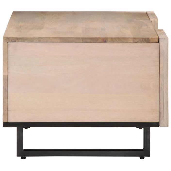 Table basse blanc 100x55x40 cm bois de manguier massif - Photo n°3