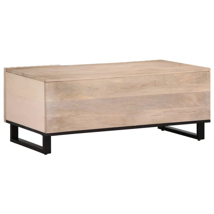 Table basse blanc 100x55x40 cm bois de manguier massif - Photo n°4