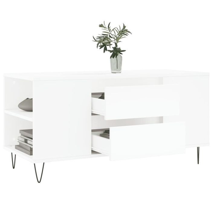 Table basse blanc 102x44,5x50 cm bois d'ingénierie - Photo n°4