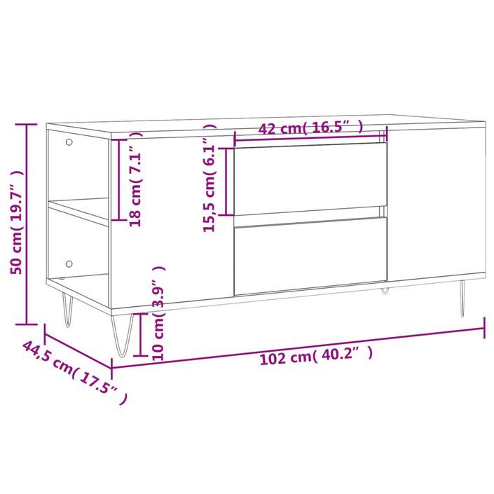 Table basse blanc 102x44,5x50 cm bois d'ingénierie - Photo n°11