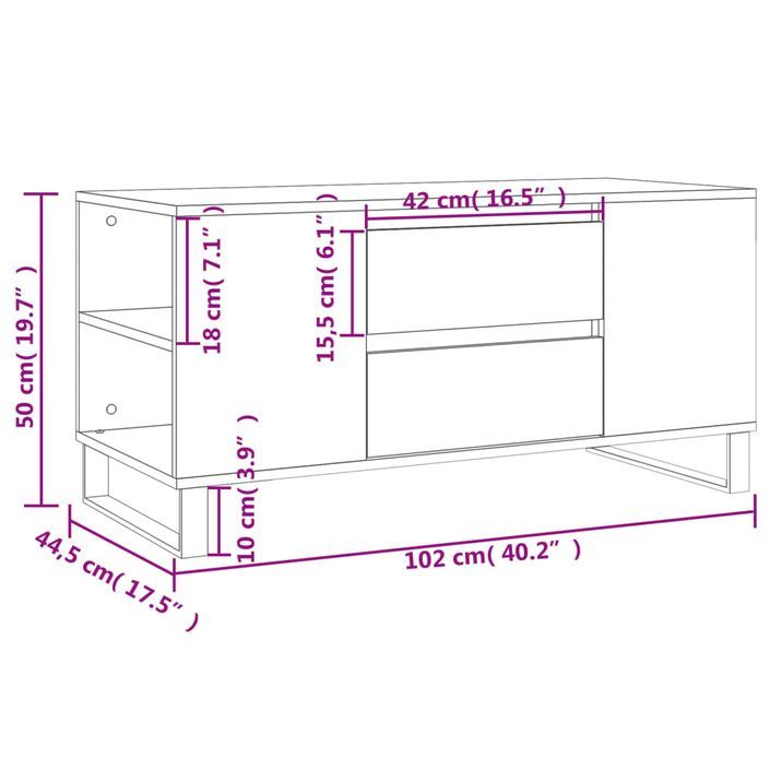 Table basse blanc 102x44,5x50 cm bois d'ingénierie - Photo n°11