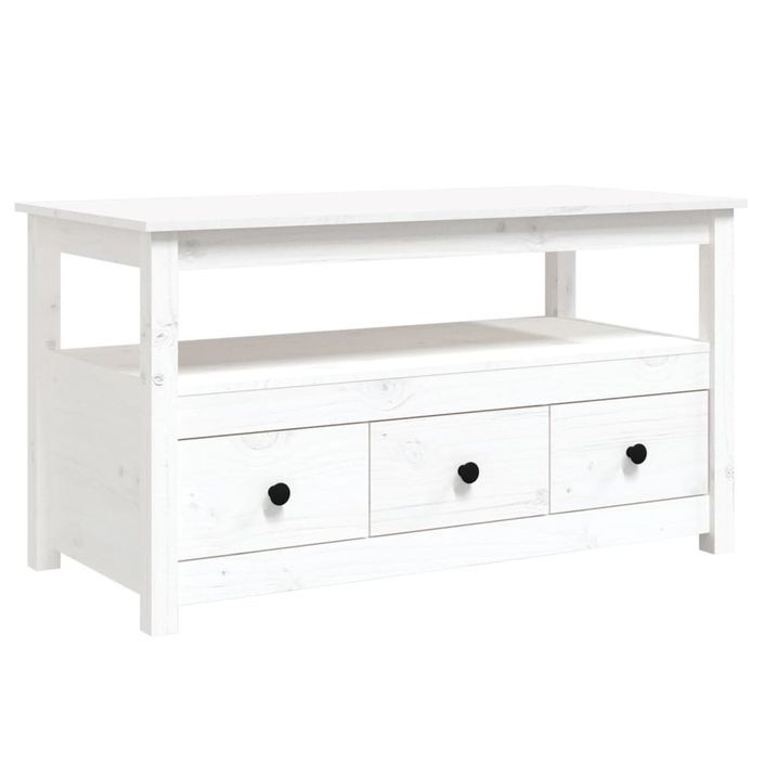 Table basse Blanc 102x49x55 cm Bois massif de pin - Photo n°2