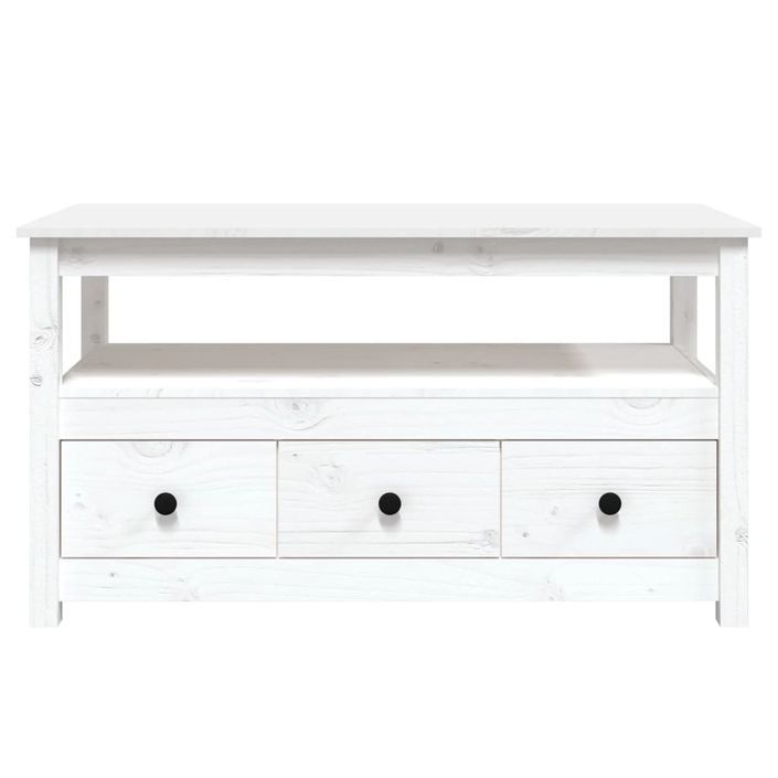 Table basse Blanc 102x49x55 cm Bois massif de pin - Photo n°6