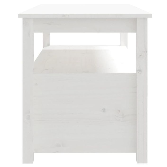 Table basse Blanc 102x49x55 cm Bois massif de pin - Photo n°8