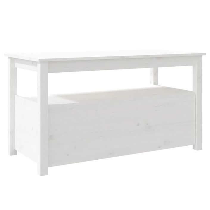 Table basse Blanc 102x49x55 cm Bois massif de pin - Photo n°9