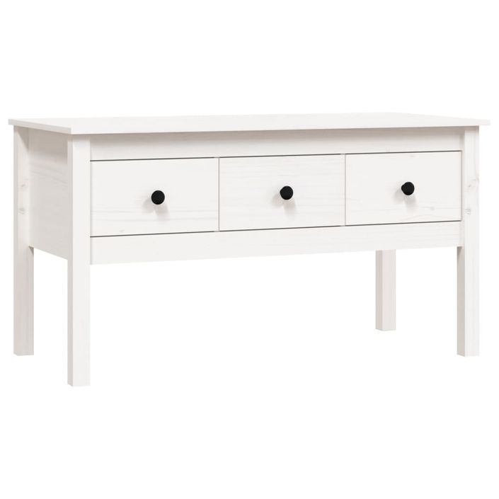 Table basse Blanc 102x49x55 cm Bois massif de pin - Photo n°2