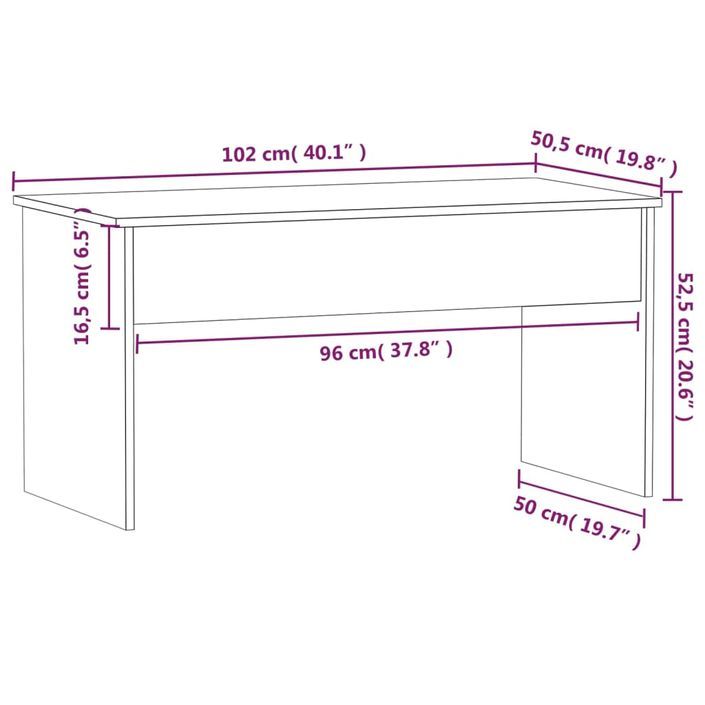 Table basse Blanc 102x50,5x52,5 cm Bois d'ingénierie - Photo n°9