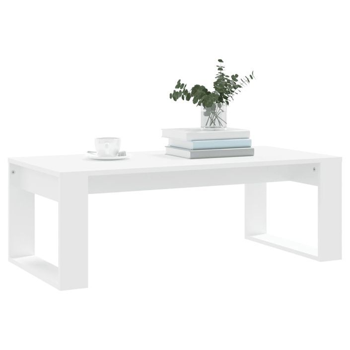 Table basse blanc 102x50x35 cm bois d'ingénierie - Photo n°3