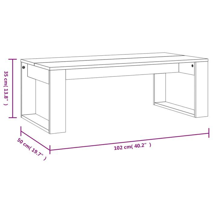 Table basse blanc 102x50x35 cm bois d'ingénierie - Photo n°9