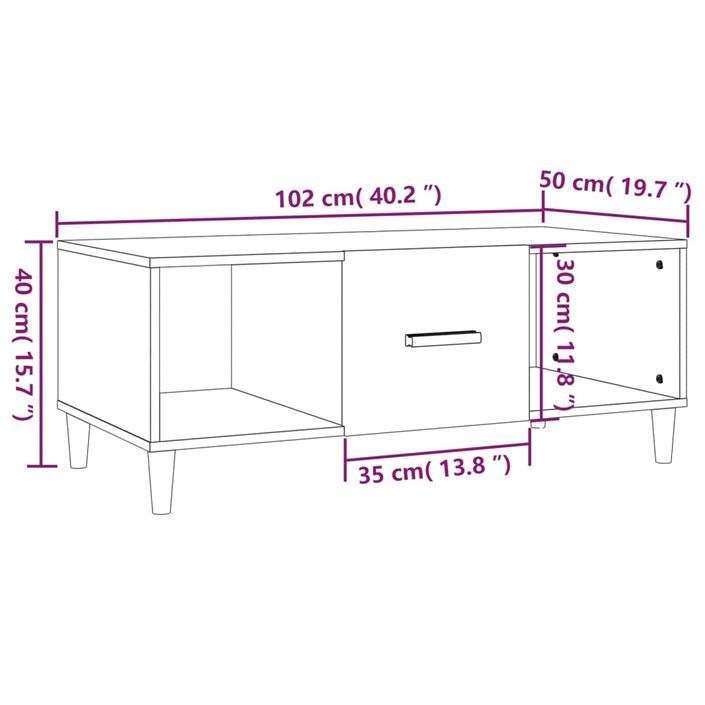 Table basse blanc 102x50x40 cm bois d'ingénierie - Photo n°10