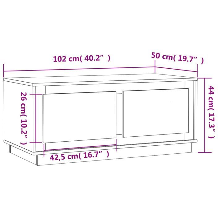 Table basse blanc 102x50x44 cm bois d'ingénierie - Photo n°10