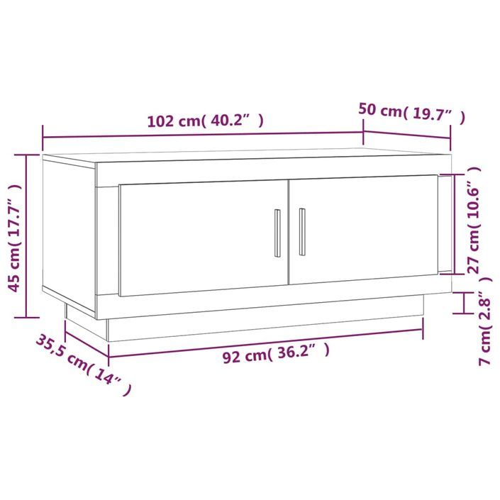 Table basse Blanc 102x50x45 cm Bois d'ingénierie - Photo n°6