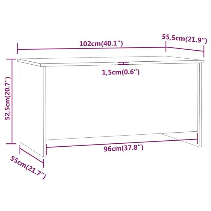 Table basse Blanc 102x55,5x52,5 cm Bois d'ingénierie - Photo n°9