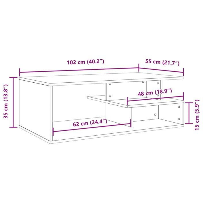 Table basse blanc 102x55x35 cm bois d'ingénierie - Photo n°9