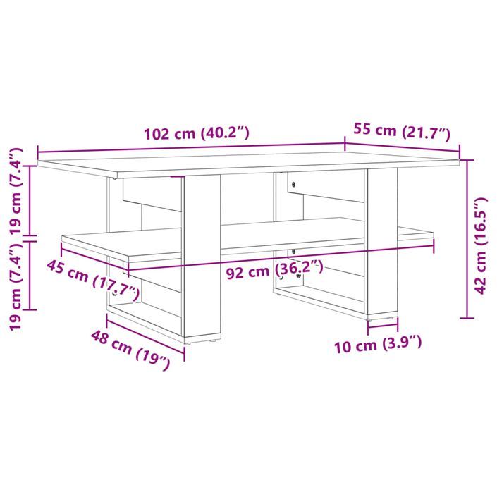 Table basse blanc 102x55x42 cm bois d'ingénierie - Photo n°8