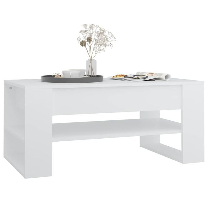 Table basse blanc 102x55x45 cm bois d'ingénierie - Photo n°6