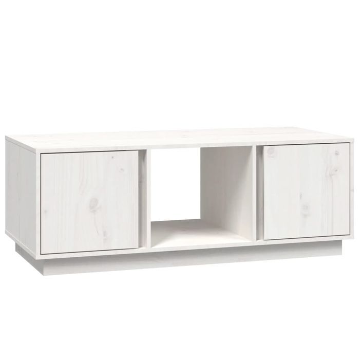 Table basse Blanc 110x50x40 cm Bois massif de pin - Photo n°2