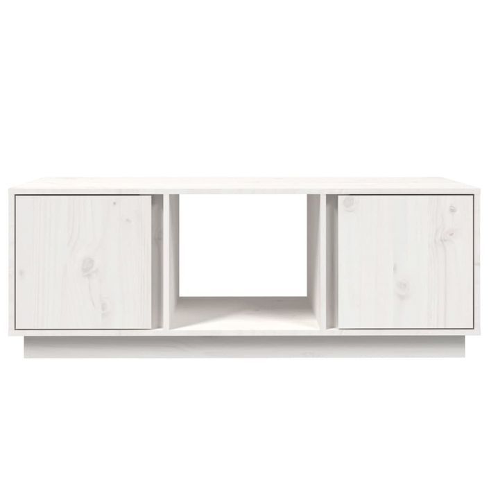 Table basse Blanc 110x50x40 cm Bois massif de pin - Photo n°5