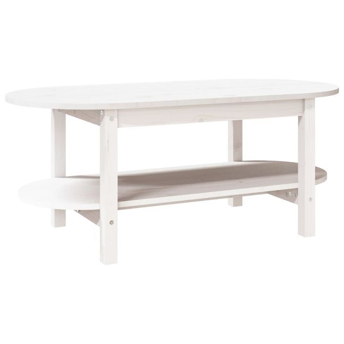 Table basse Blanc 110x55x45 cm Bois massif de pin - Photo n°1