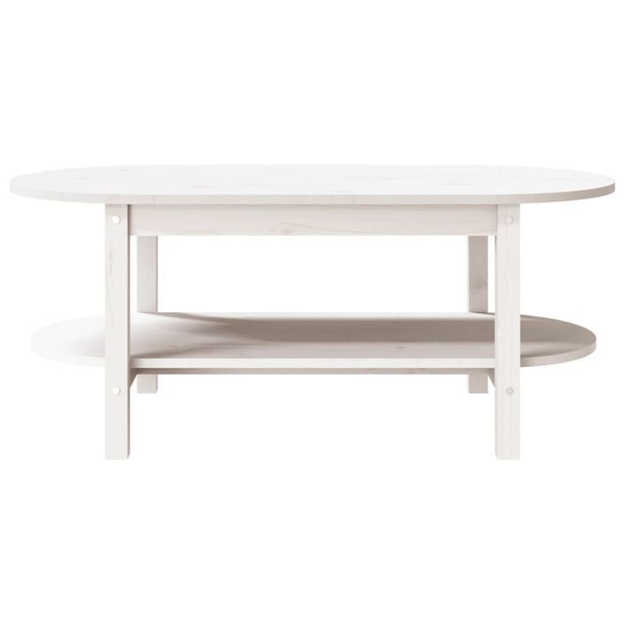 Table basse Blanc 110x55x45 cm Bois massif de pin - Photo n°5