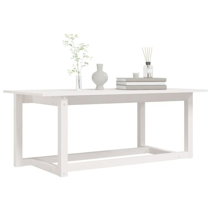 Table basse Blanc 110x55x45 cm Bois massif de pin - Photo n°6