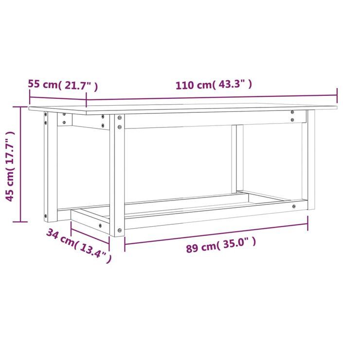 Table basse Blanc 110x55x45 cm Bois massif de pin - Photo n°8