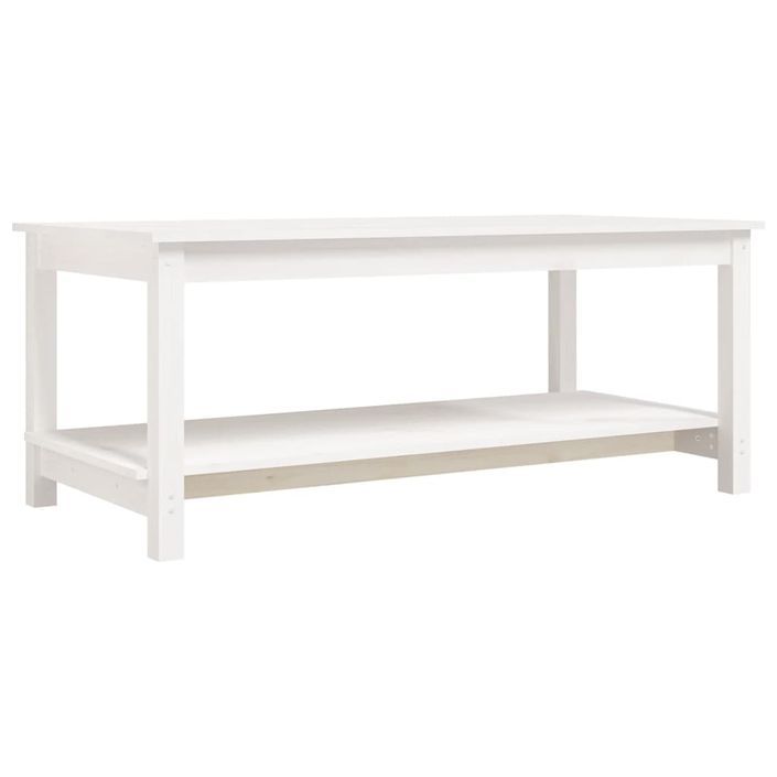 Table basse Blanc 110x55x45 cm Bois massif de pin - Photo n°2