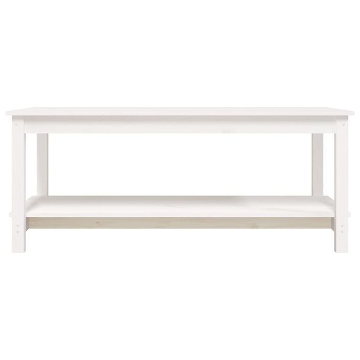 Table basse Blanc 110x55x45 cm Bois massif de pin - Photo n°5