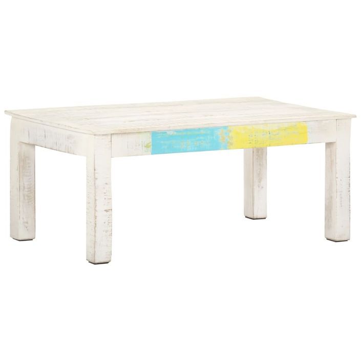 Table basse Blanc 110x60x45 cm Bois de manguier massif - Photo n°1