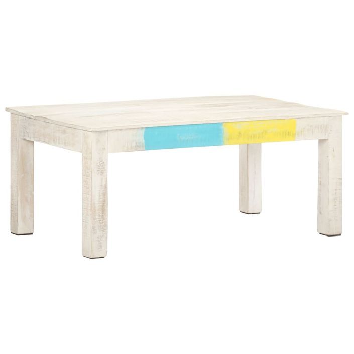 Table basse Blanc 110x60x45 cm Bois de manguier massif - Photo n°7