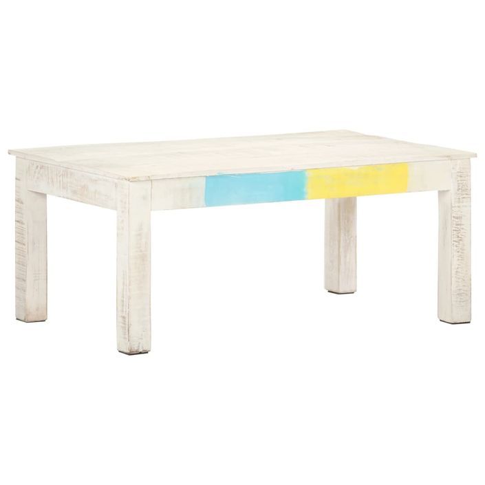 Table basse Blanc 110x60x45 cm Bois de manguier massif - Photo n°9