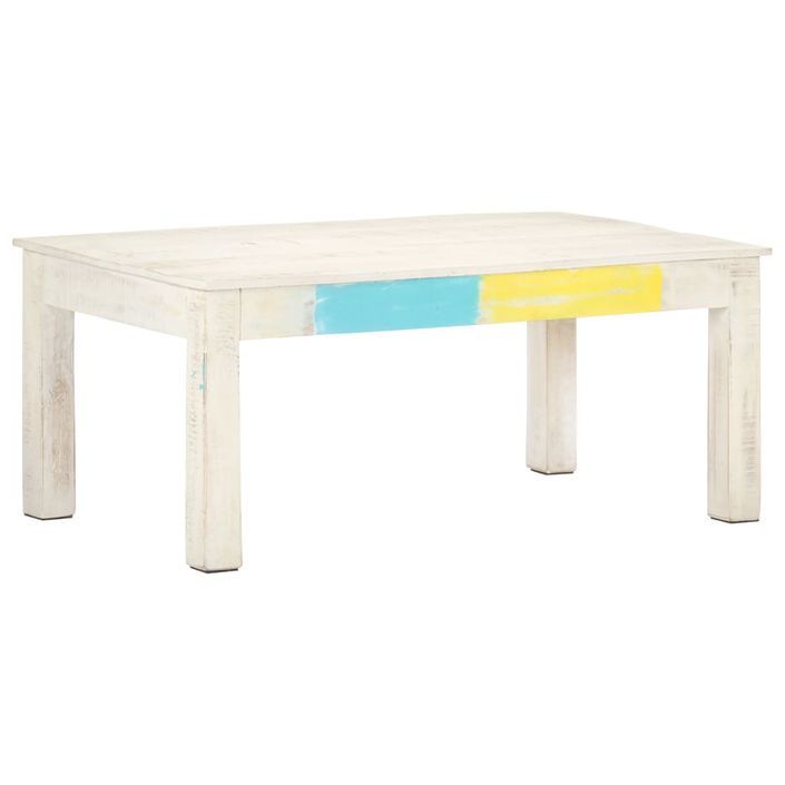 Table basse Blanc 110x60x45 cm Bois de manguier massif - Photo n°10