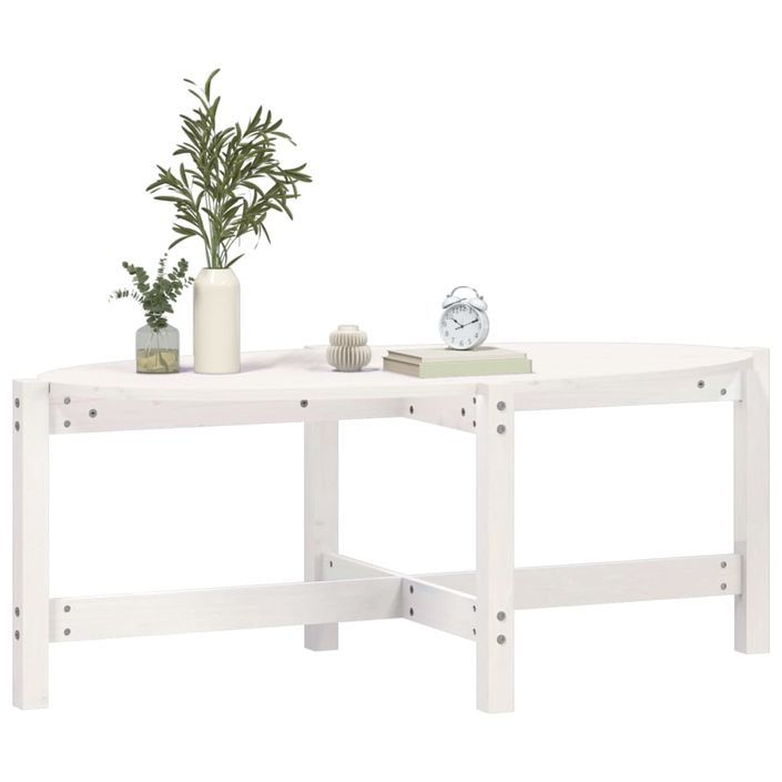 Table basse Blanc 118x63x45 cm Bois massif de pin - Photo n°4